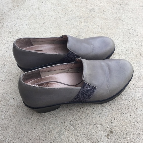 Dansko Jessica Gray Nappa Leather Professional Heel Loafer Clogs - Picture 4 of 11